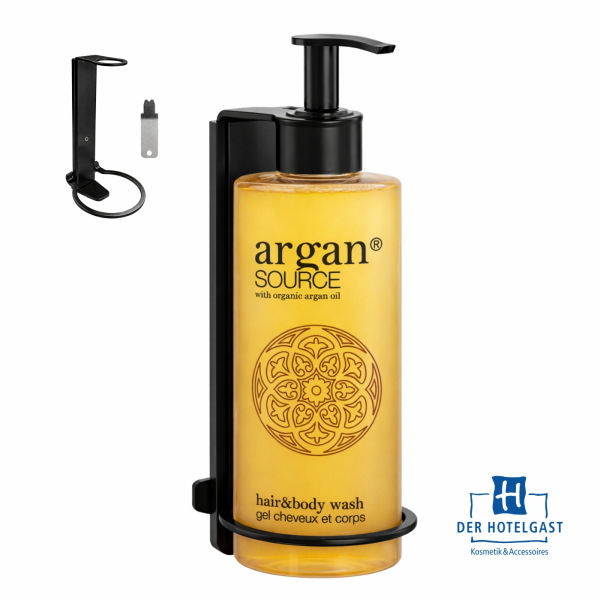 Preview: Hotel Wandhalter 200ml schwarz aus Metall